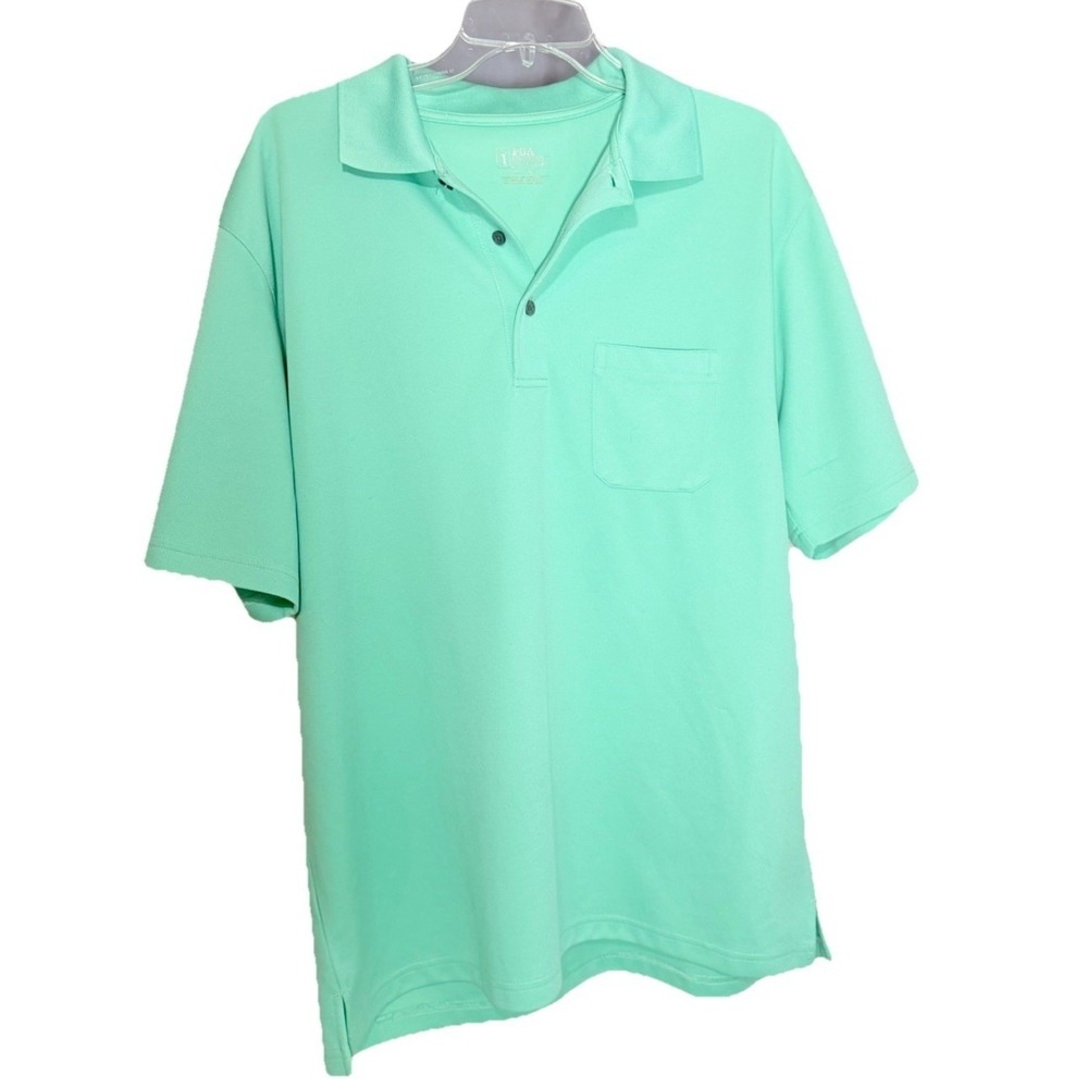 PGA Tour Mens XL Golf Polo Shirt Mint Green Short Sleeve Pocket Airflux Pique‎